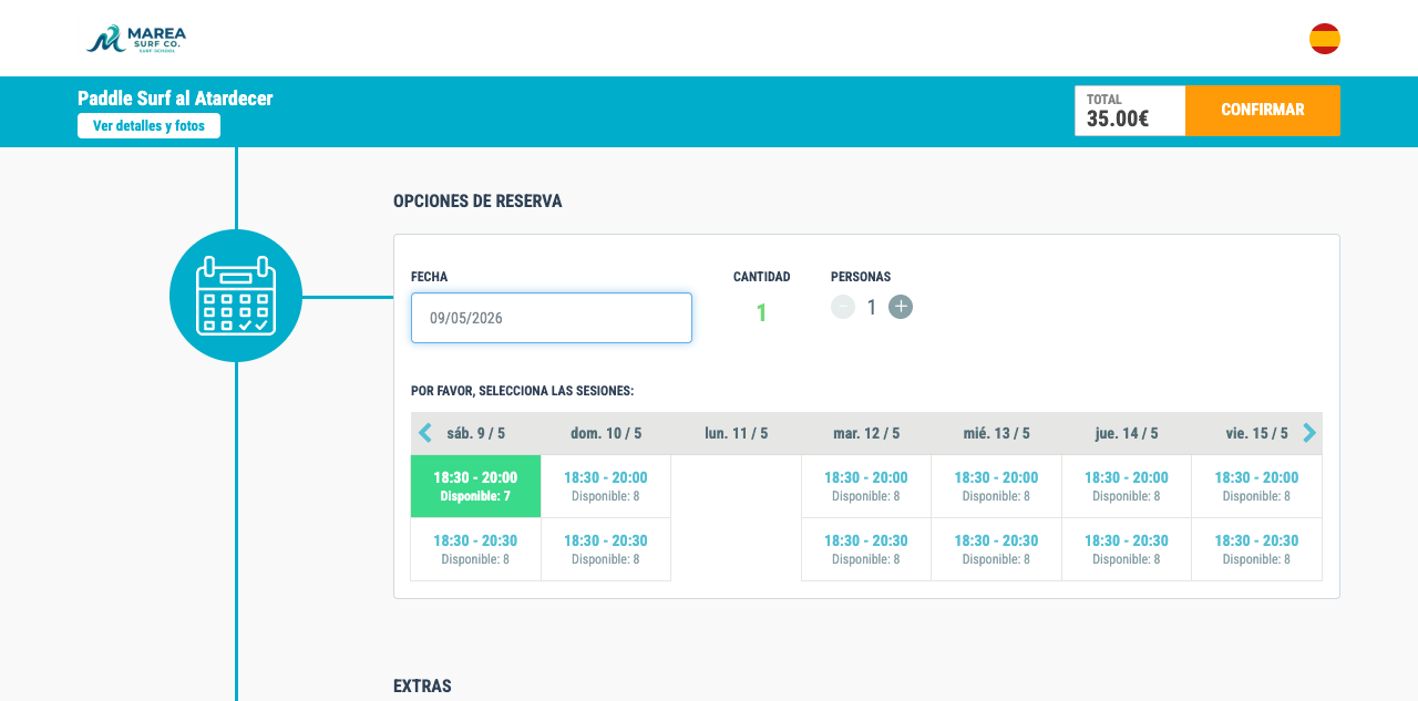 Configurador de participantes con precio total