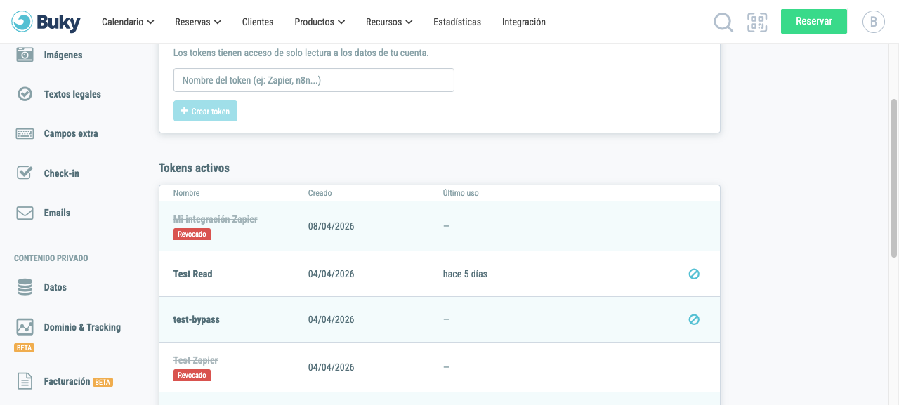 Token revocado en la lista