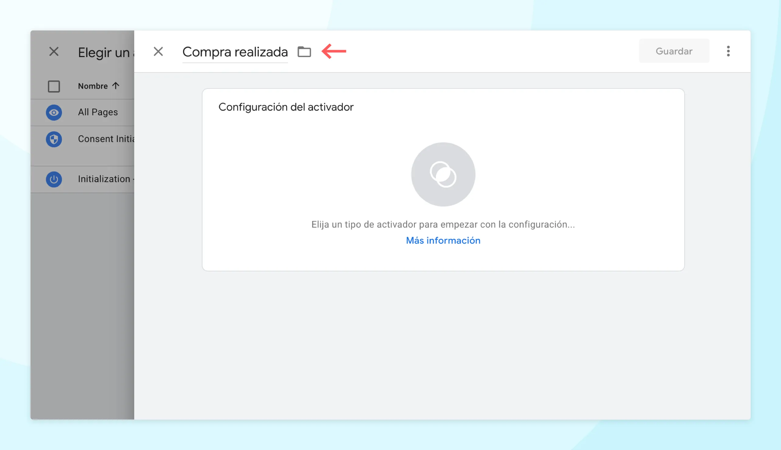 Nombrar el activador «Compra realizada».