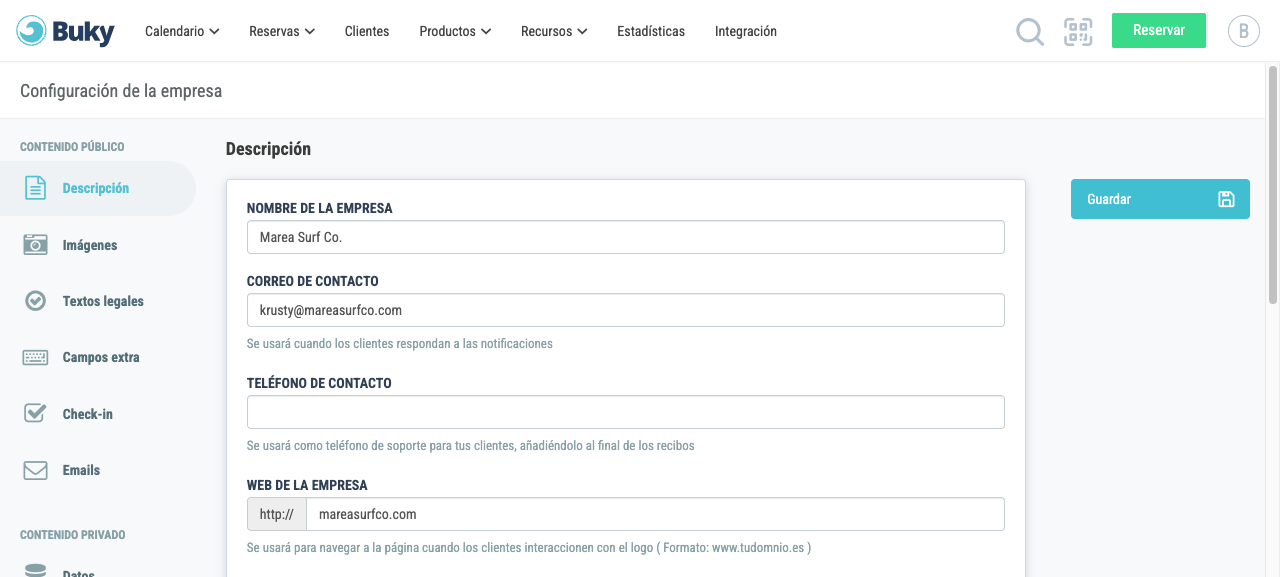 Menú lateral con la sección Pagos seleccionada en Configuración