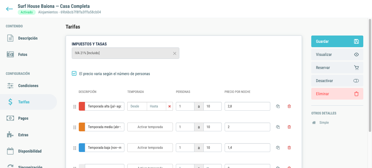 Selector de impuestos y tasas