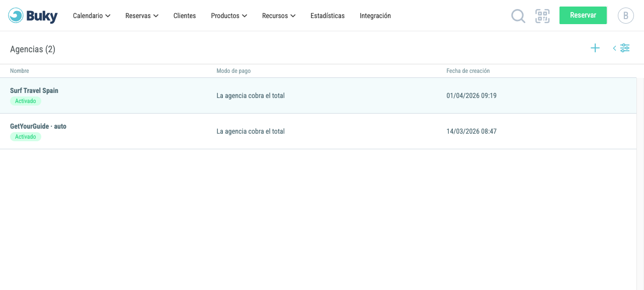 Listado de agencias en BukyApp