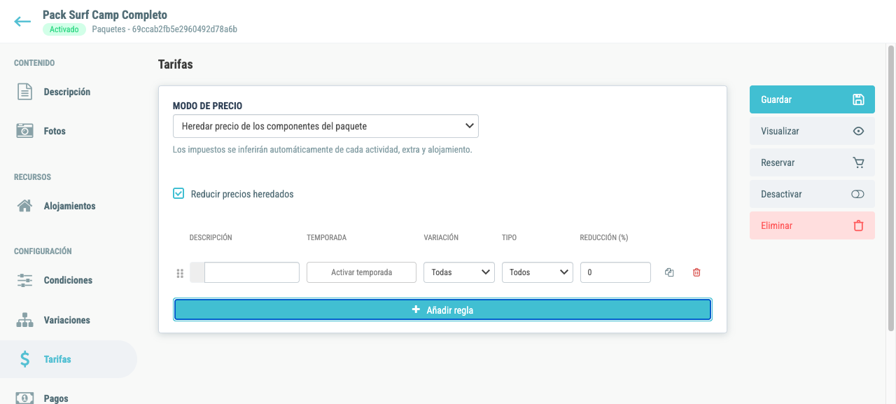 Descuento activado con regla configurada