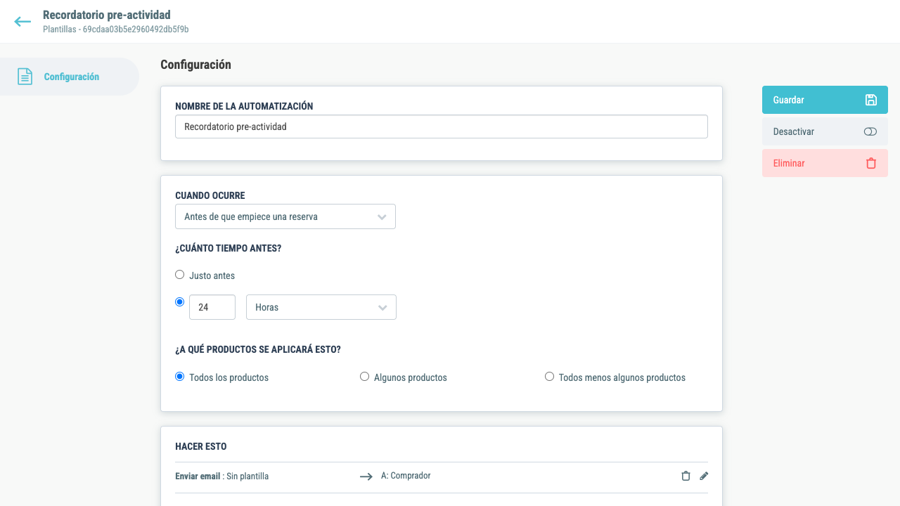 Configuración de offset y productos