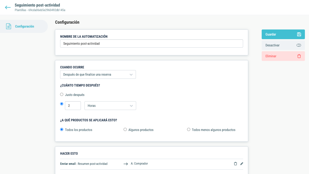 Ejemplo de automatización de seguimiento