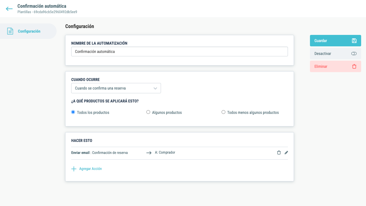 Ejemplo de automatización de confirmación