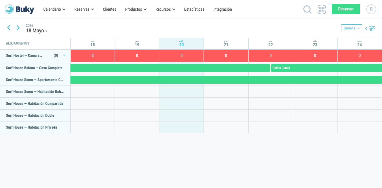 Vista semanal del calendario