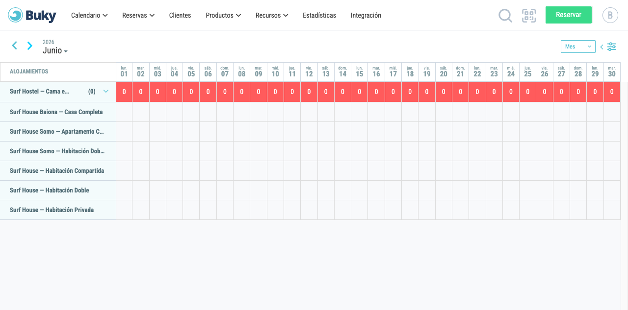 Calendario tras navegar al mes siguiente