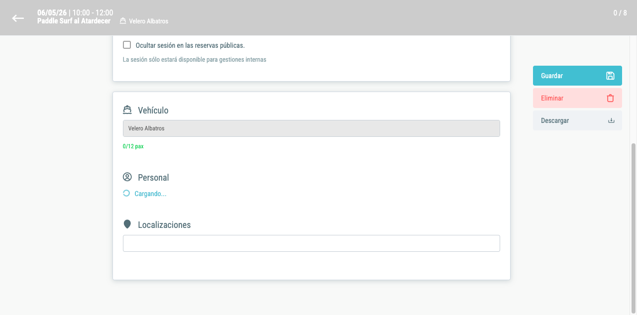 Menú de descarga del manifiesto con opciones CSV y PDF