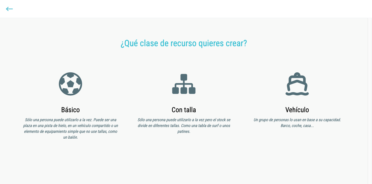 Selector de tipo de recurso