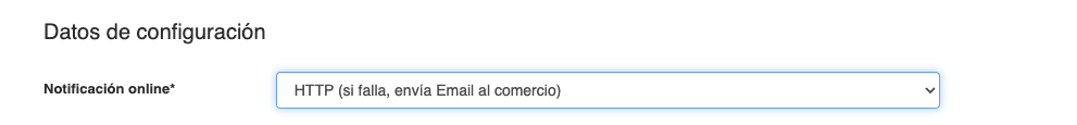 Configuración notificación Redsys