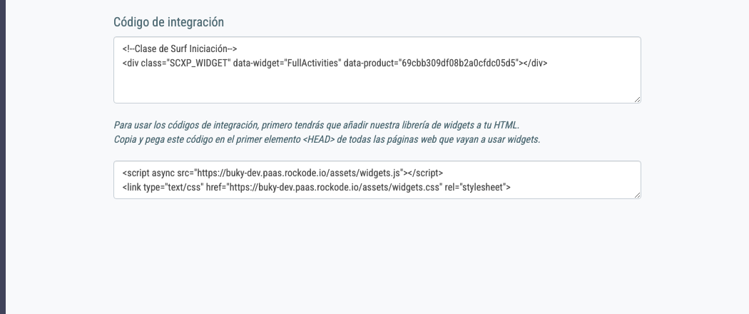 Código del widget bloque resumen