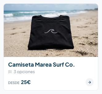 Tarjeta de un producto de tienda en el catálogo público