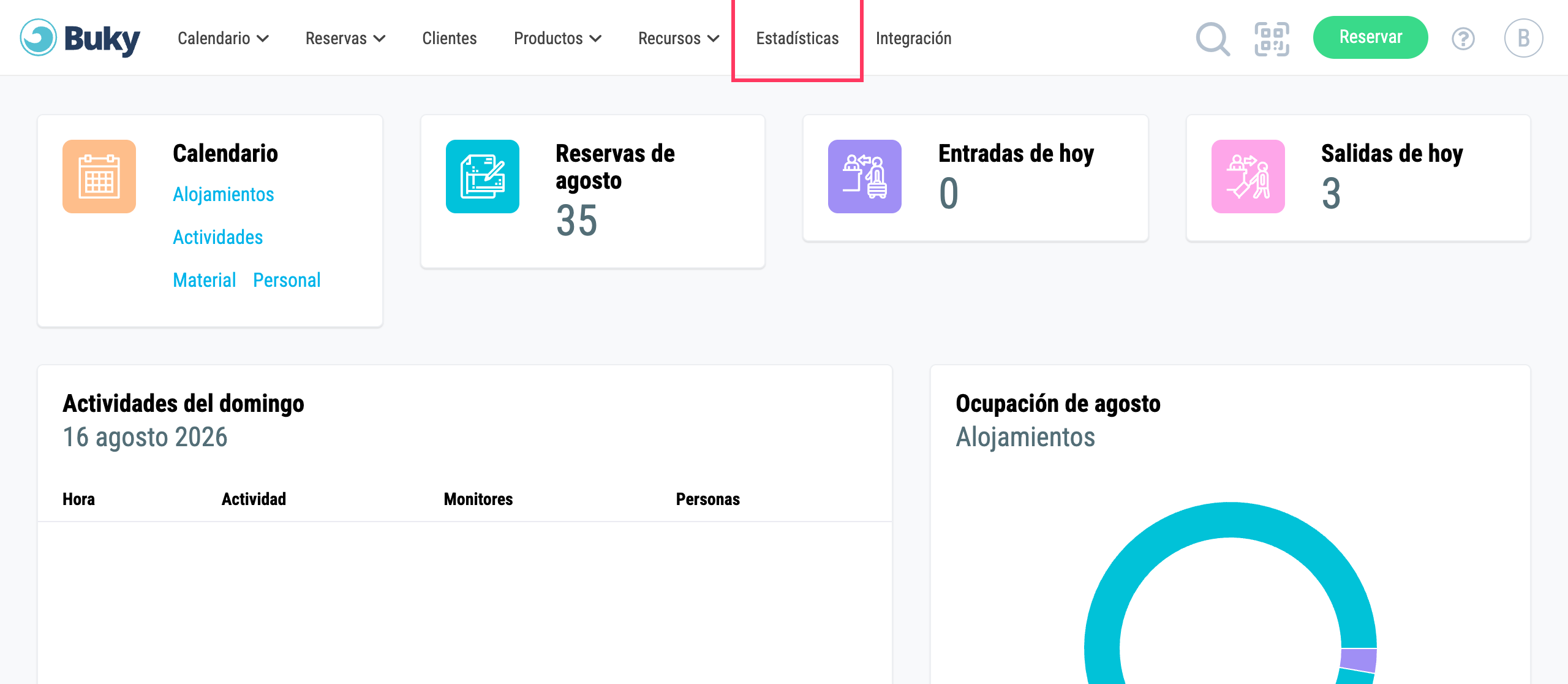 Acceso a Estadísticas desde el menú principal